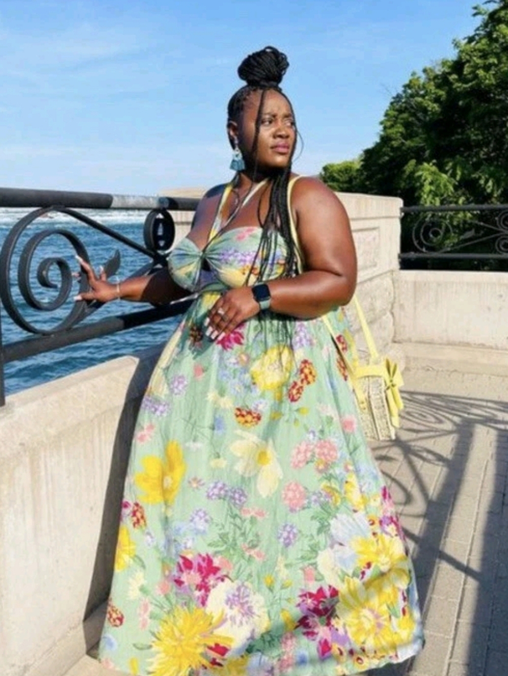 BLOGGER FAV ✨ H&M Floral Cutout Halter Maxi Dress - Size large